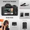 imageCanon EOS R100 Mirrorless Camera RFS1845mm F4563 is STM Lens Kit 241 Megapixel CMOS APSC Sensor 4K Video RF Mount BlackEOS R100 wRFS1845mm  RFS55210mm
